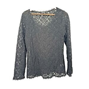 Vintage Y2K Black Lace Mesh Top APT 9 Whimsigoth Vampire Witchy Sexy layers L